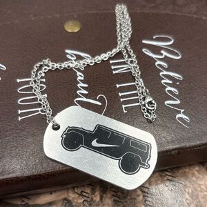 Stainless Steel Dog Tag Necklace Streetwear Sportswear Nike